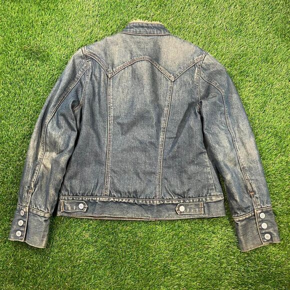 GAP 2003 Sherpa faux shearling lining denim jacket women's medium - Picture 8 of 8
